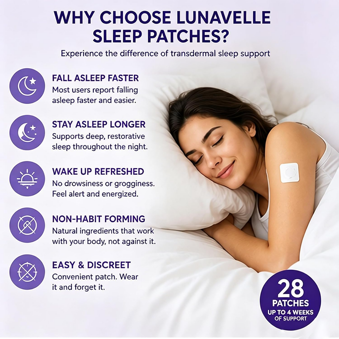 Lunavelle Sleep Patches, Natural Plant Based Sleep Support, Sleep All Night Long