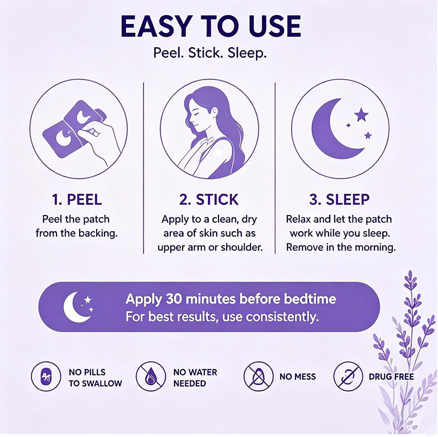 Lunavelle Sleep Patches, Natural Plant Based Sleep Support, Sleep All Night Long